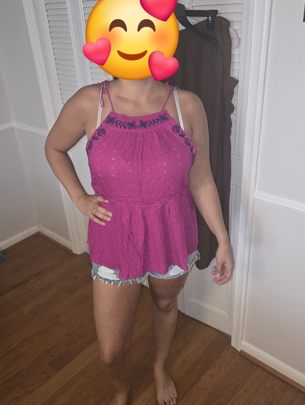 Fuchsia Embroidered Tiered Halter Top
